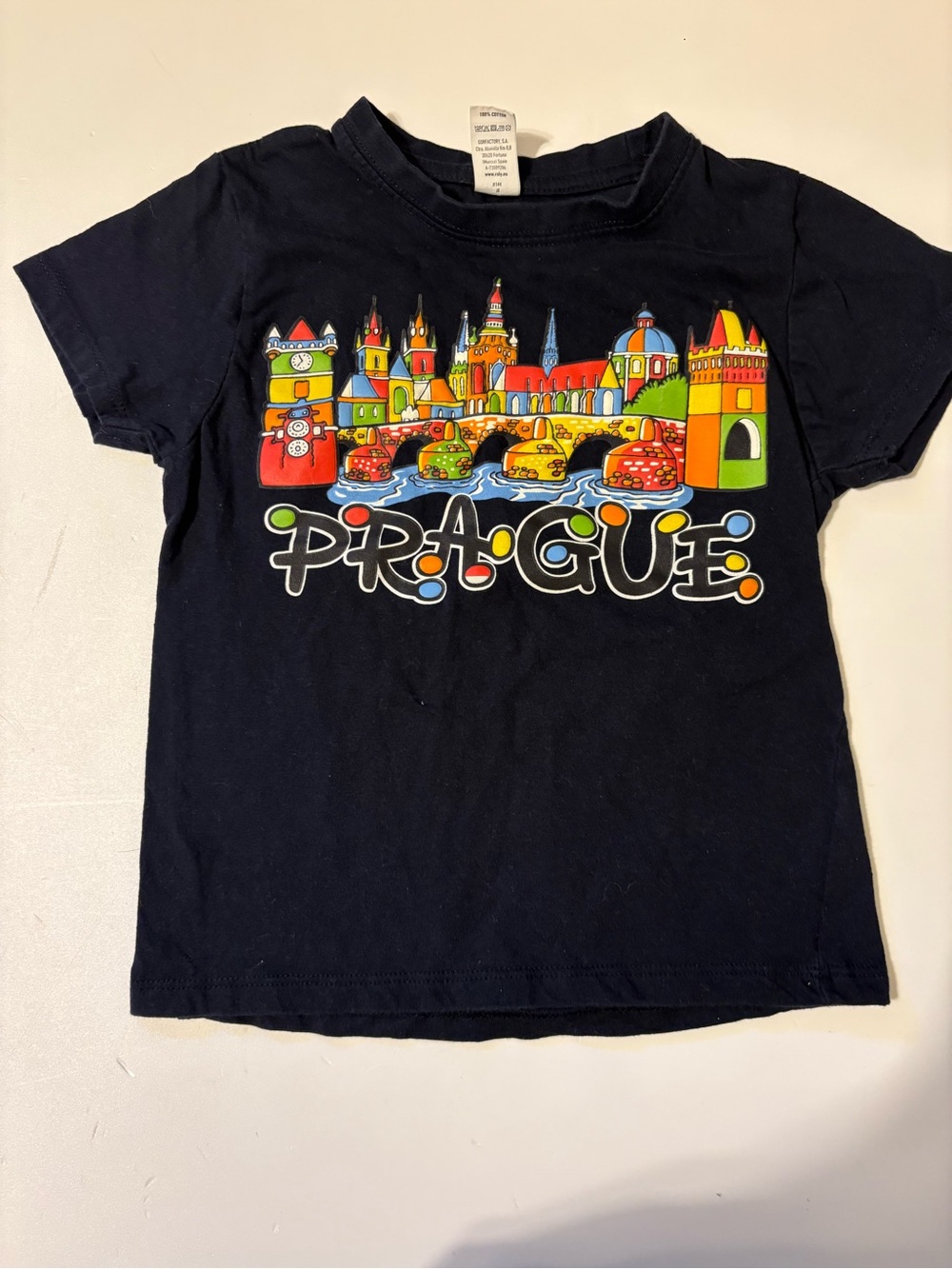 Prague Graphic Kids T-Shirt - Navy Black
